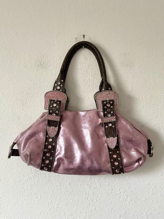 Charm And Luck Handbags - SOLD Vintage Y2K Charm + Luck Western San Antonio Leather Rhinestone Satchel Bag